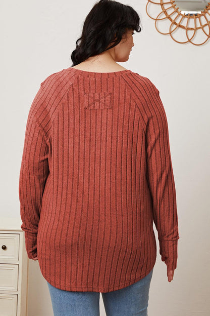 Basic Bae Full Size Ribbed Thumbhole Sleeve T-Shirt Carauana Store