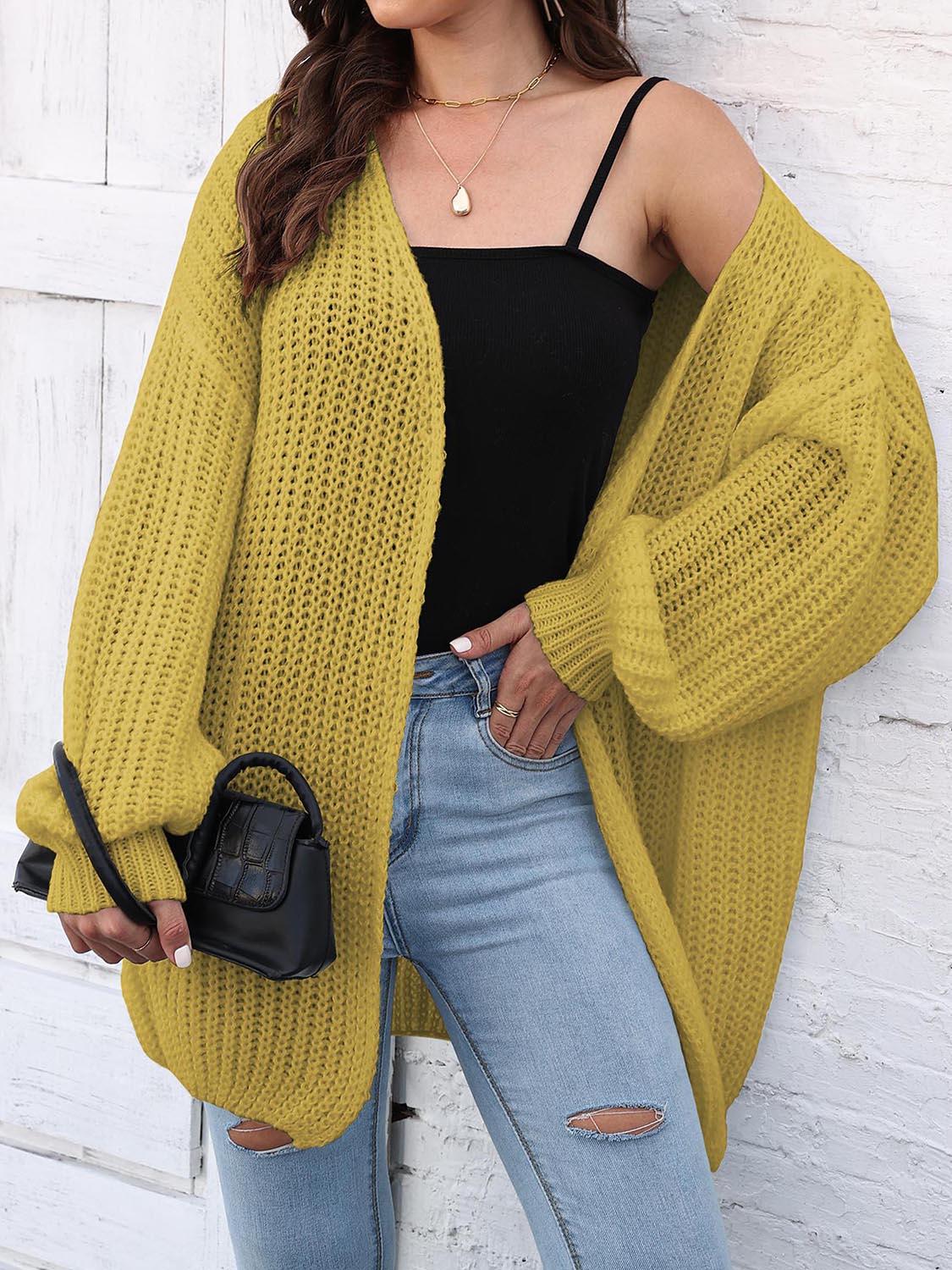 Open Front Dropped Shoulder Longline Cardigan Carauana Store
