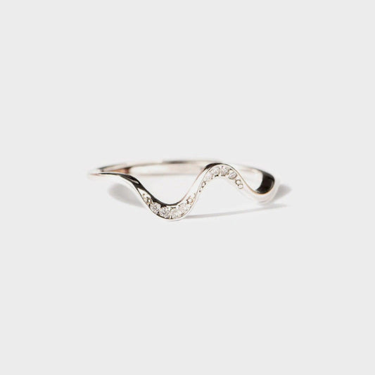 925 Sterling Silver Inlaid Zircon Wave Shape Ring Carauana Store