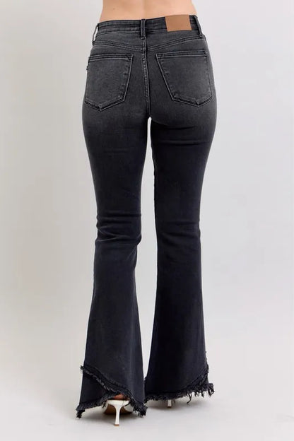 Judy Blue Full Size High Waist Flare W/ Mock Fray Tulip Hem Plus Size