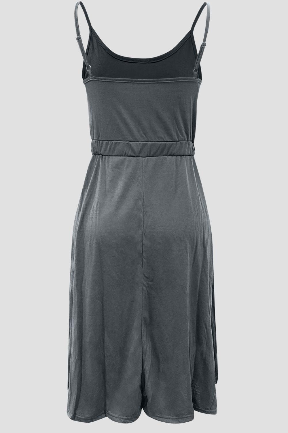 Decorative Button Spaghetti Strap Dress Carauana Store
