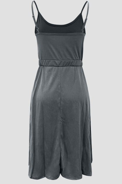 Decorative Button Spaghetti Strap Dress Carauana Store