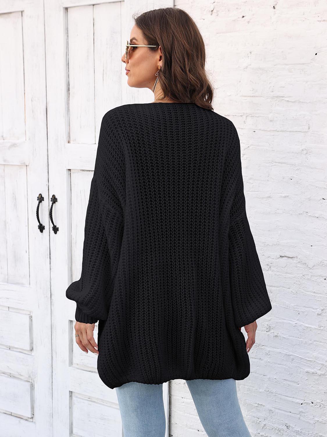 Open Front Dropped Shoulder Longline Cardigan Carauana Store