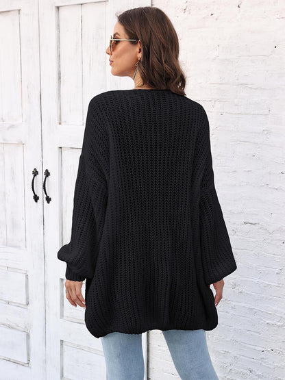 Open Front Dropped Shoulder Longline Cardigan Carauana Store