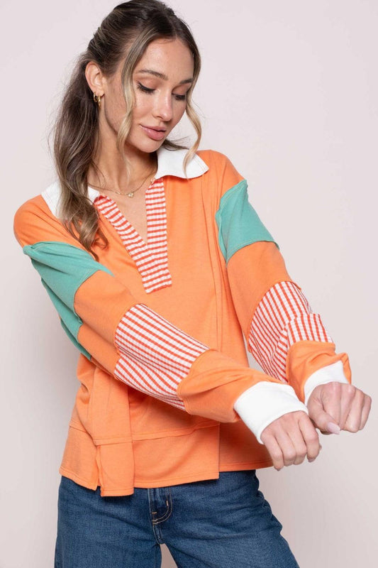 Hailey & Co Color Block Top with Striped Panel Carauana Store