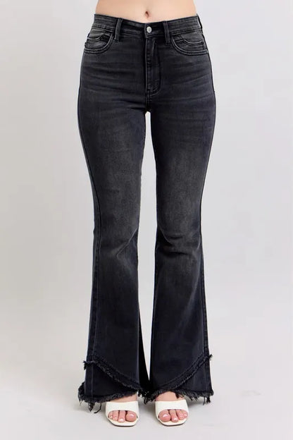 Judy Blue Full Size High Waist Flare W/ Mock Fray Tulip Hem Plus Size
