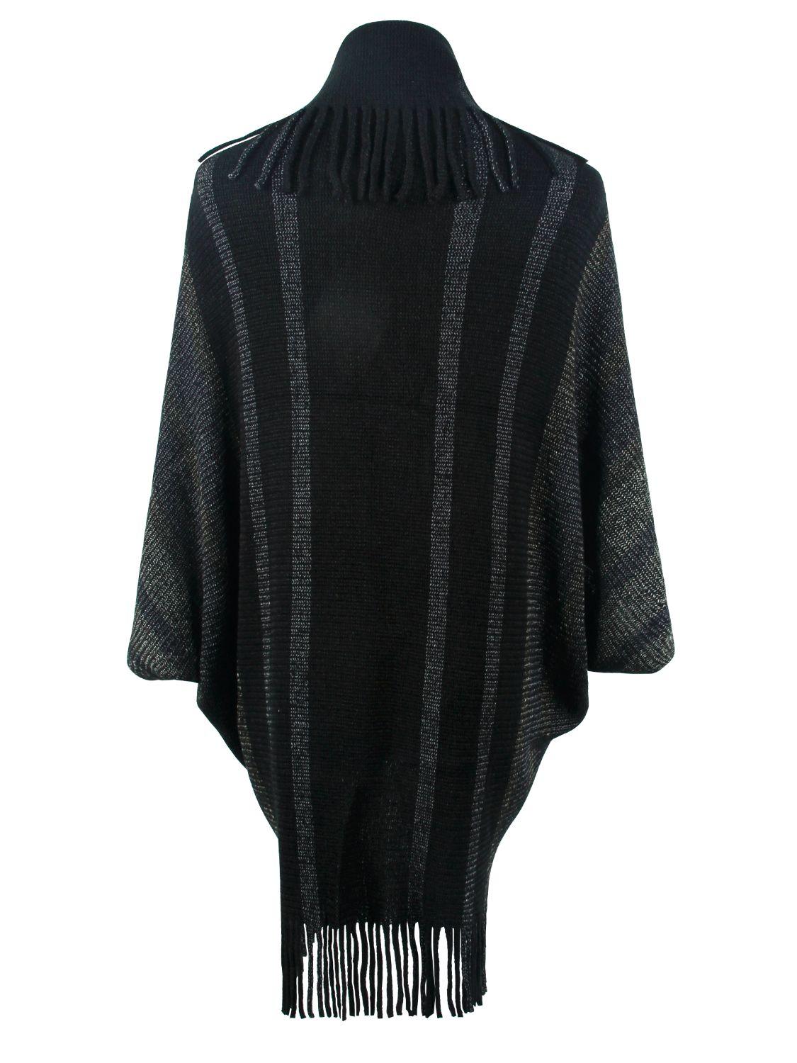 Fringe Detail Open Front Poncho Carauana Store