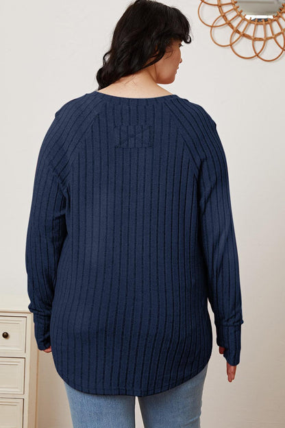 Basic Bae Full Size Ribbed Thumbhole Sleeve T-Shirt Carauana Store