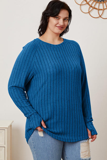 Basic Bae Full Size Ribbed Thumbhole Sleeve T-Shirt Carauana Store