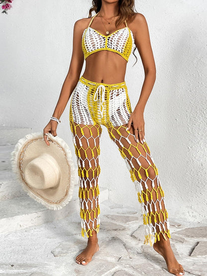 Cutout Halter Neck Top and Pants Two-Piece Swim Set Carauana Store