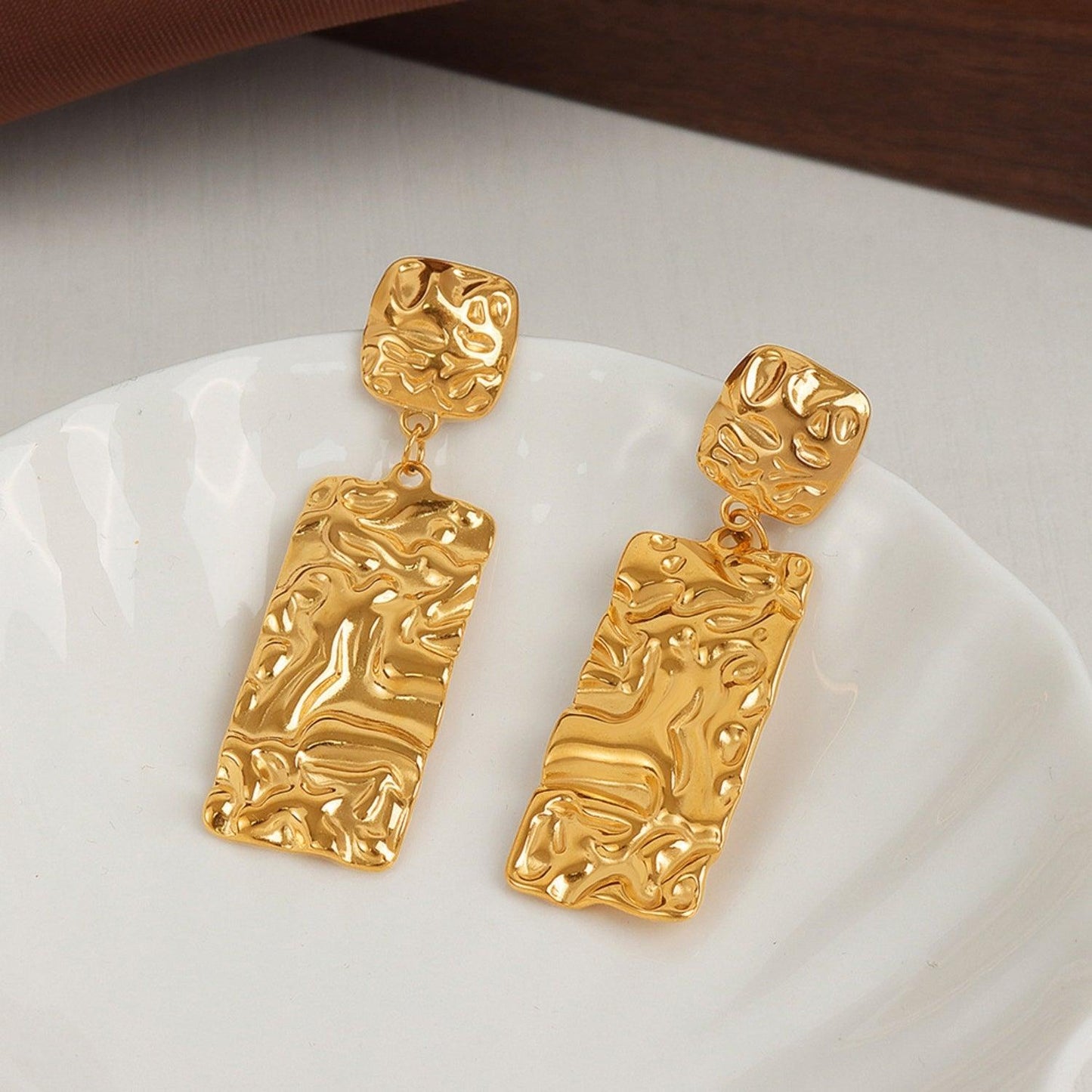 Titanium Steel Textured Geometric Earrings Carauana Store
