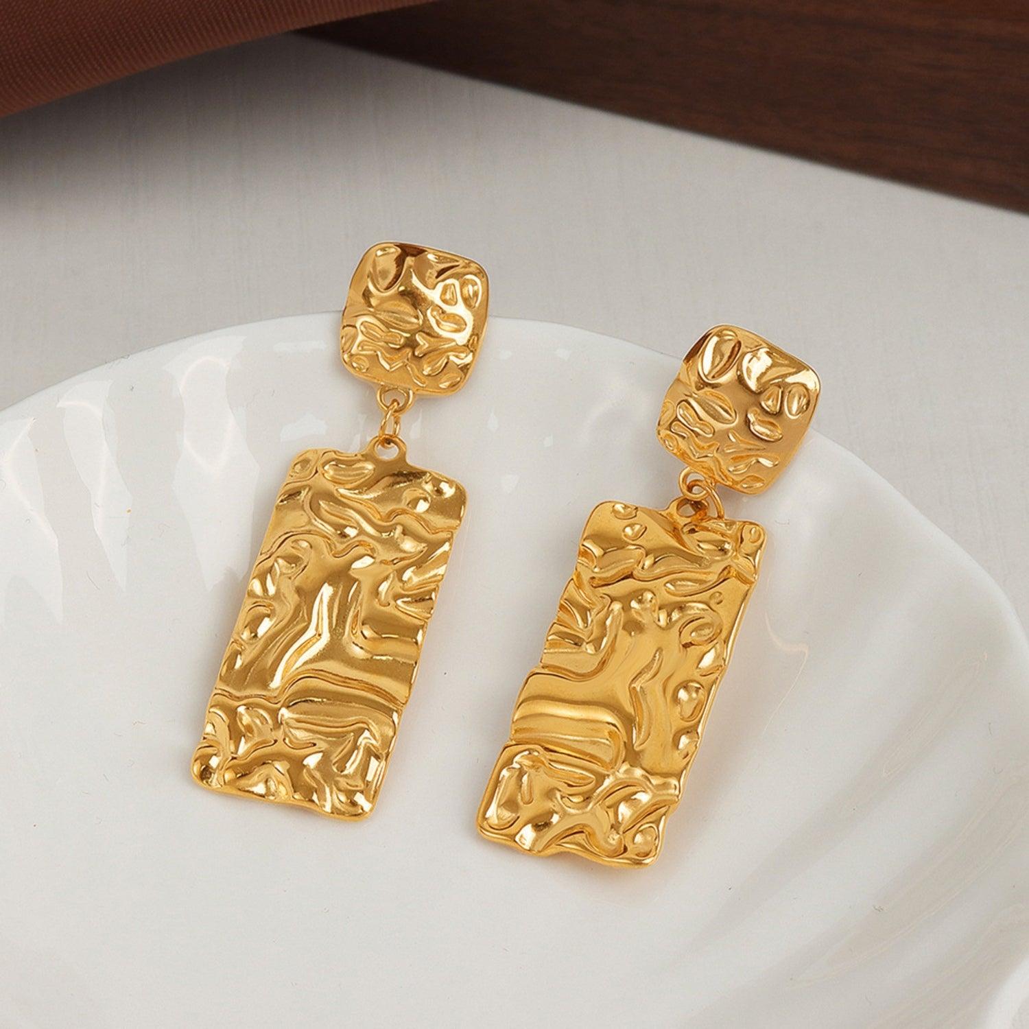 Titanium Steel Textured Geometric Earrings Carauana Store
