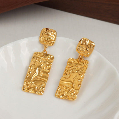 Titanium Steel Textured Geometric Earrings Carauana Store