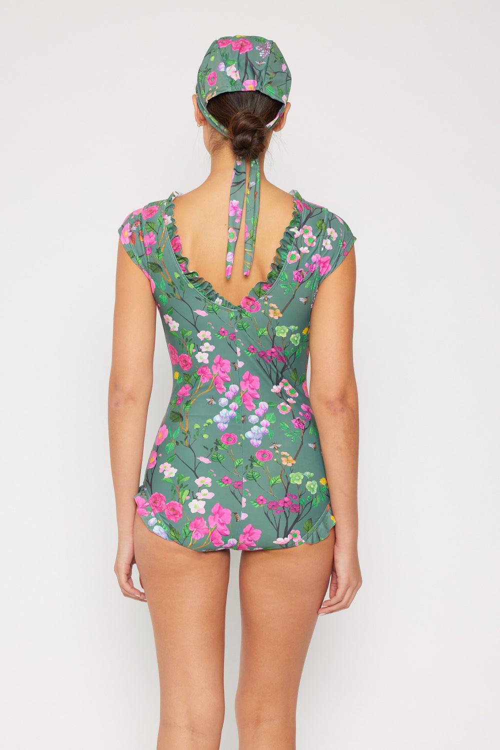 Marina West Swim Bring Me Flowers V-Neck One Piece Swimsuit In Sage Carauana Store