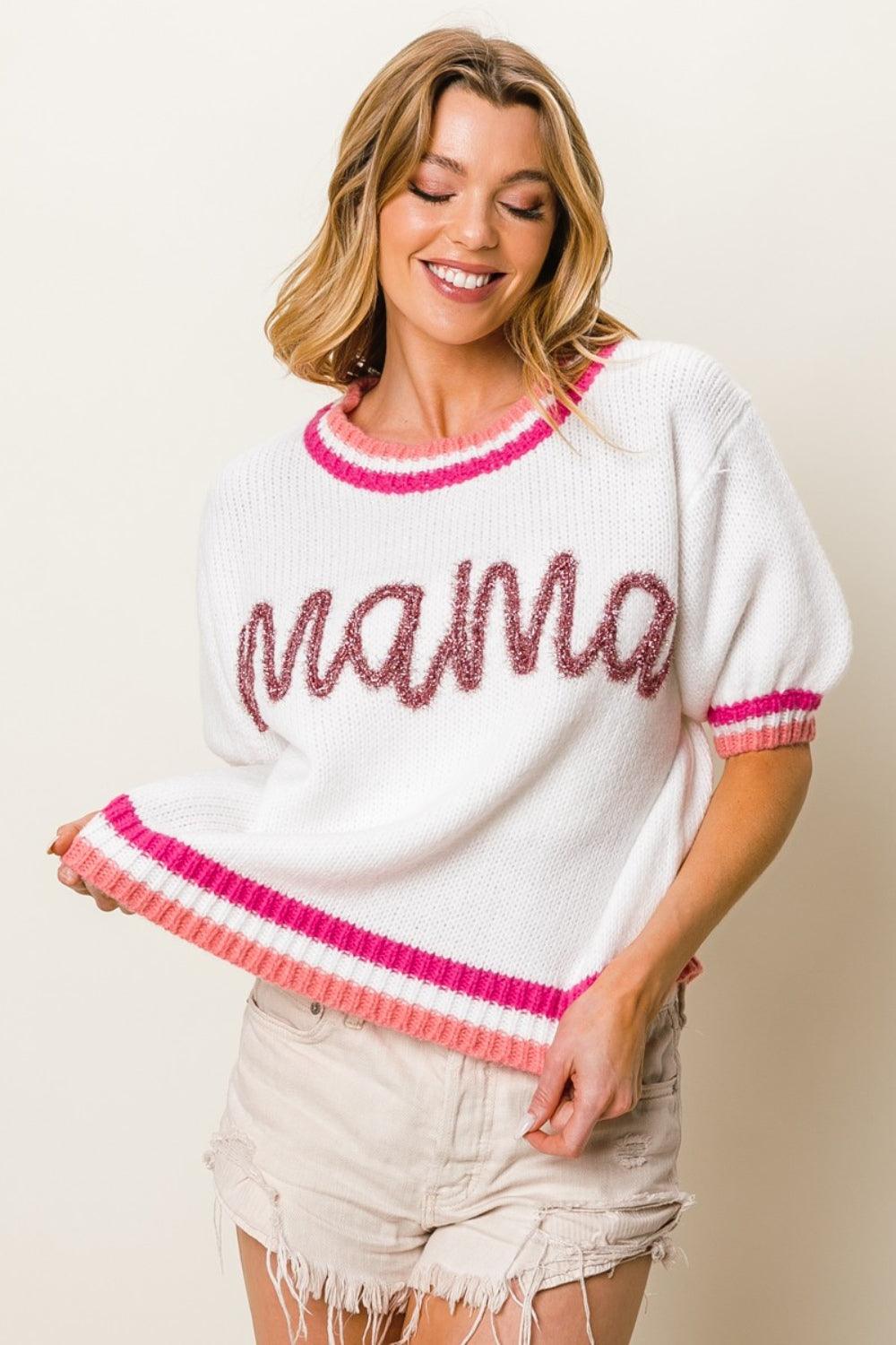 BiBi MAMA Contrast Trim Short Sleeve Sweater Carauana Store