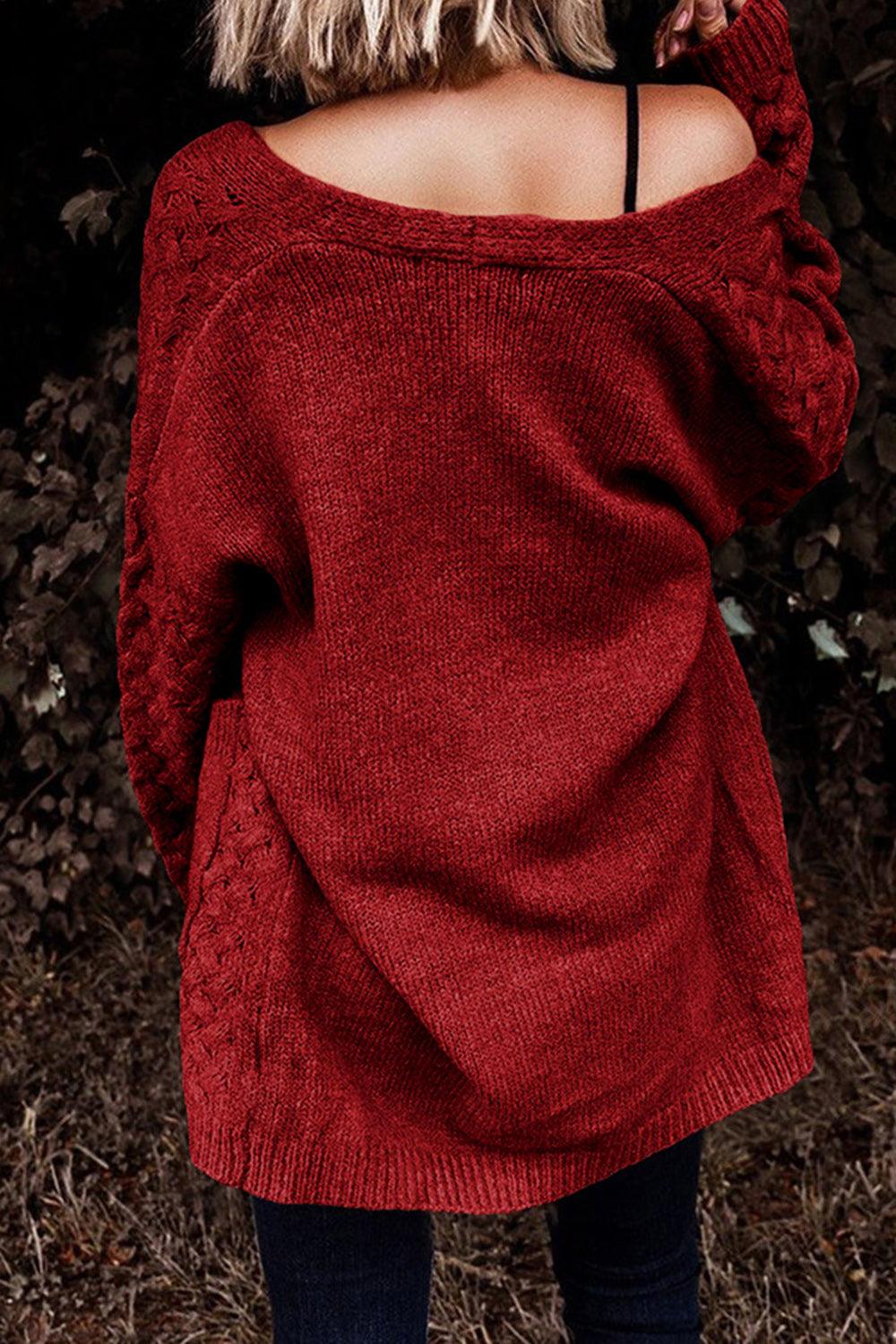 Open Front Dropped Shoulder Cardigan with Pockets Carauana Store