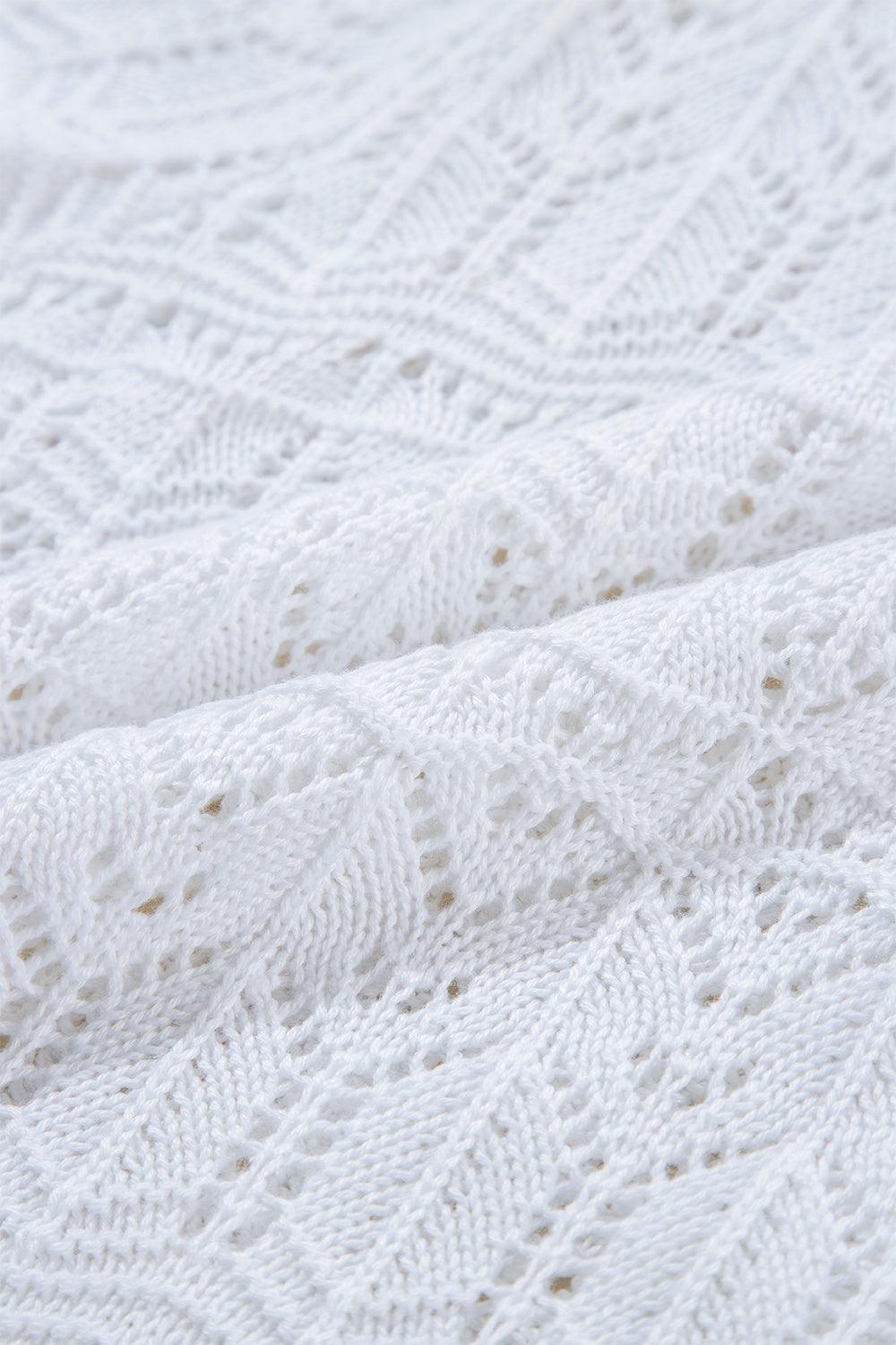Openwork V-Neck Half Sleeve Cardigan Carauana Store