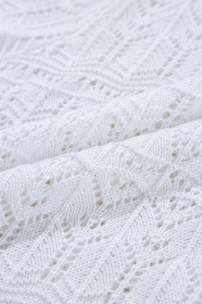 Openwork V-Neck Half Sleeve Cardigan Carauana Store