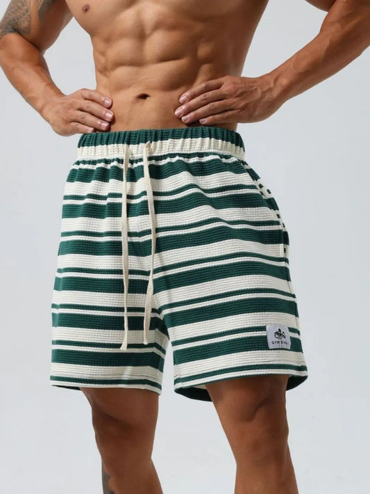 Men's Plus Size Drawstring Striped Shorts