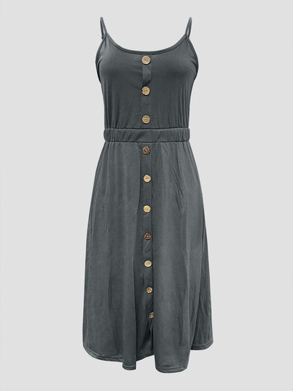 Decorative Button Spaghetti Strap Dress Carauana Store