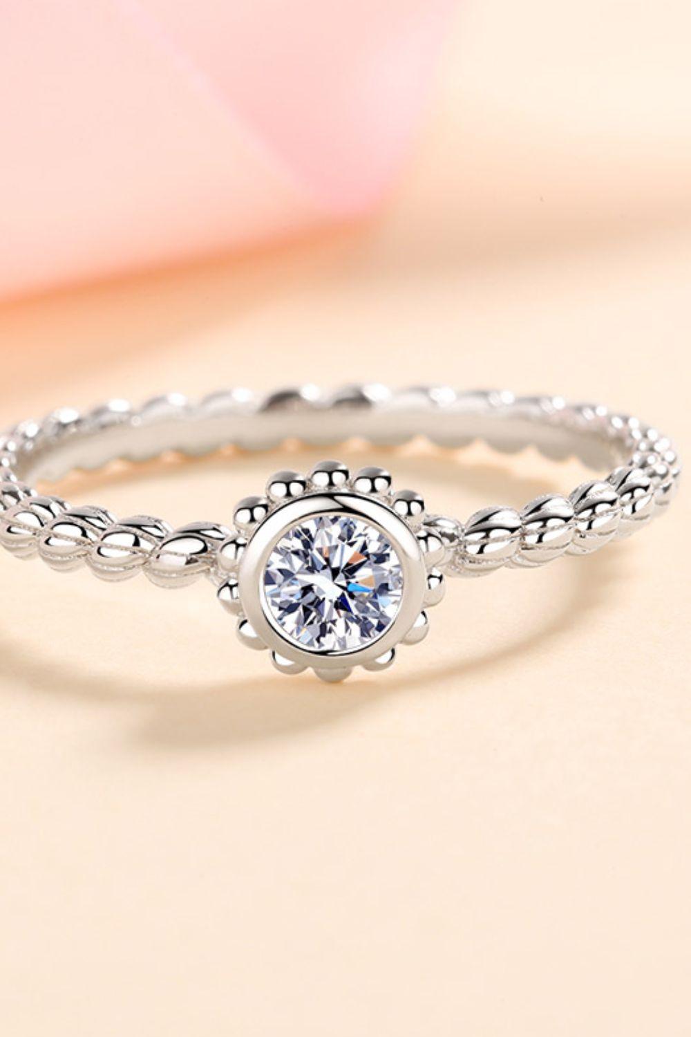 Moissanite Rhodium-Plated Ring Carauana Store