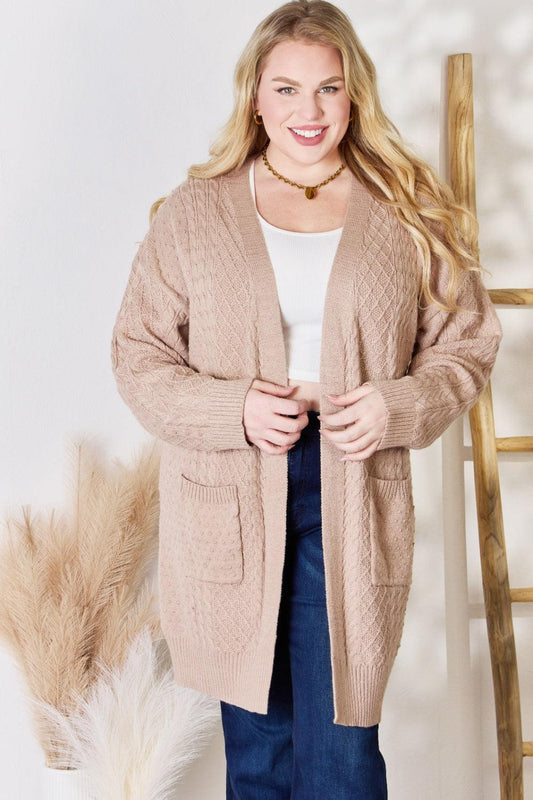 Hailey & Co Full Size Cable-Knit Pocketed Cardigan Carauana Store