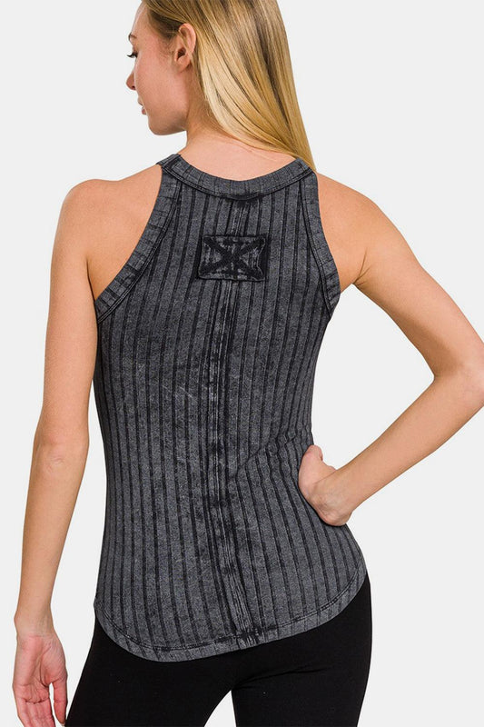Zenana Ribbed Grecian Neck Tank Carauana Store