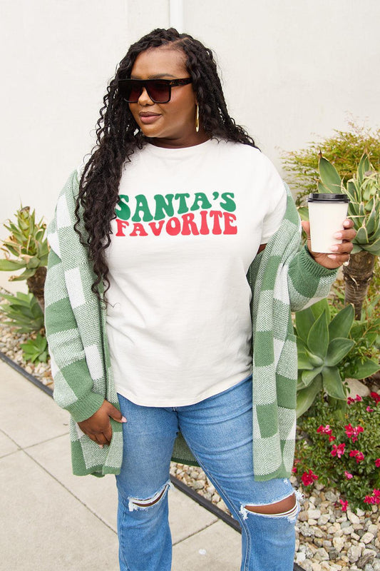 Simply Love Full Size SANTA'S FAVORITE Round Neck T-Shirt Carauana Store