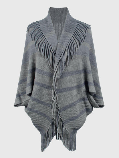 Fringe Detail Open Front Poncho Carauana Store