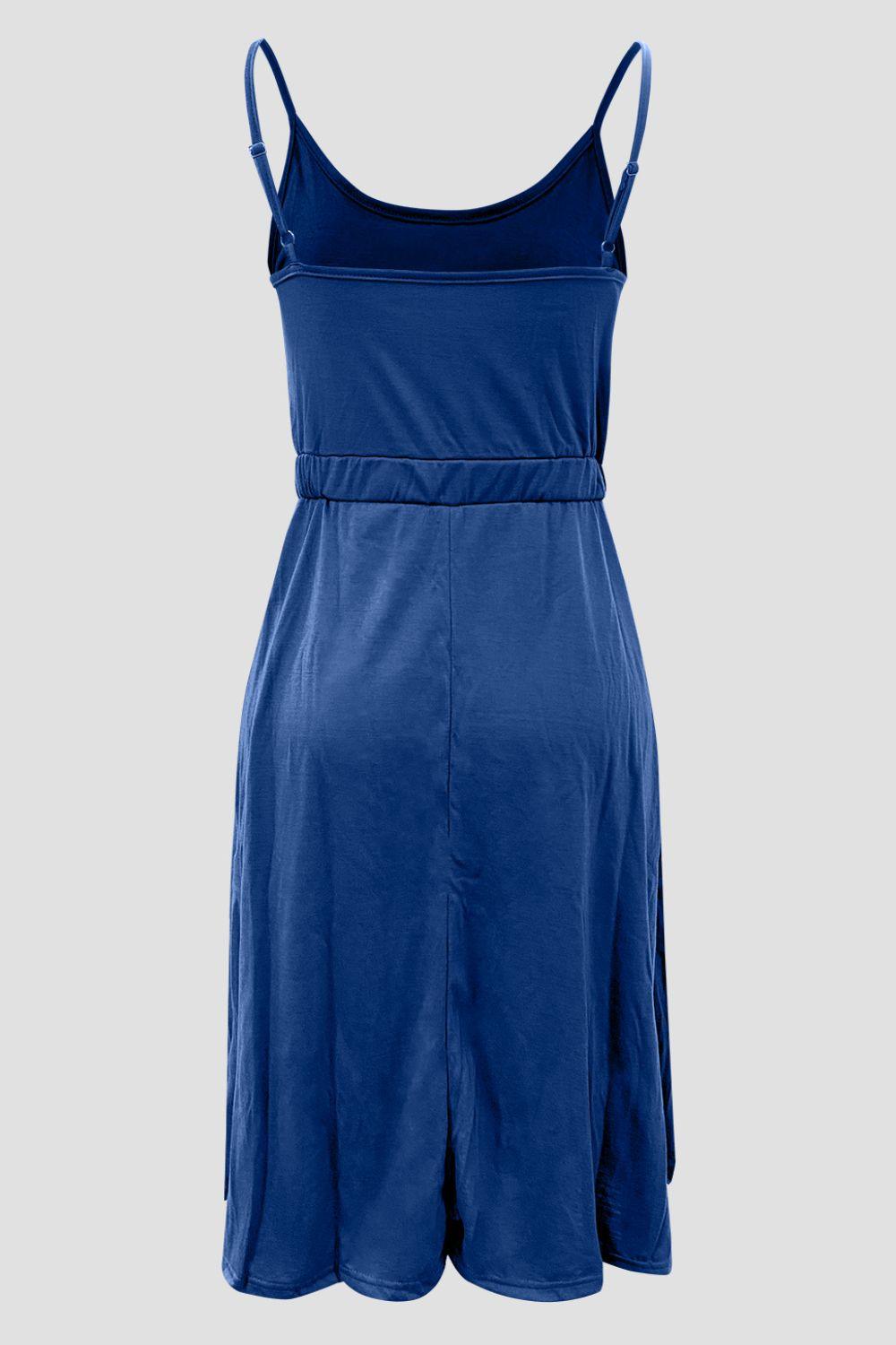Decorative Button Spaghetti Strap Dress Carauana Store