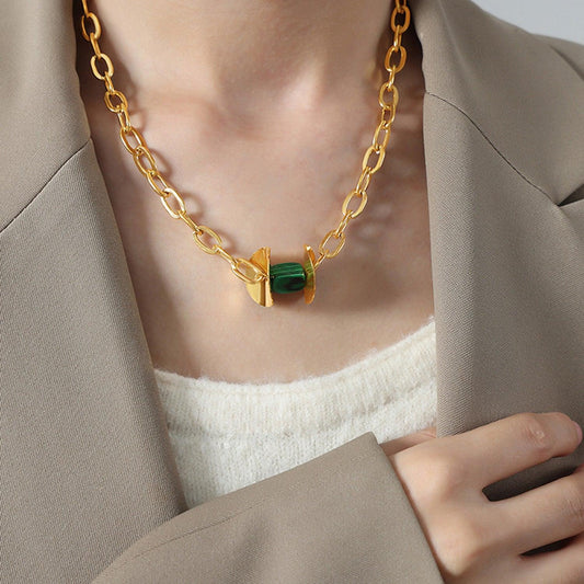 Natural Stone Pendant Titanium Steel Necklace Carauana Store