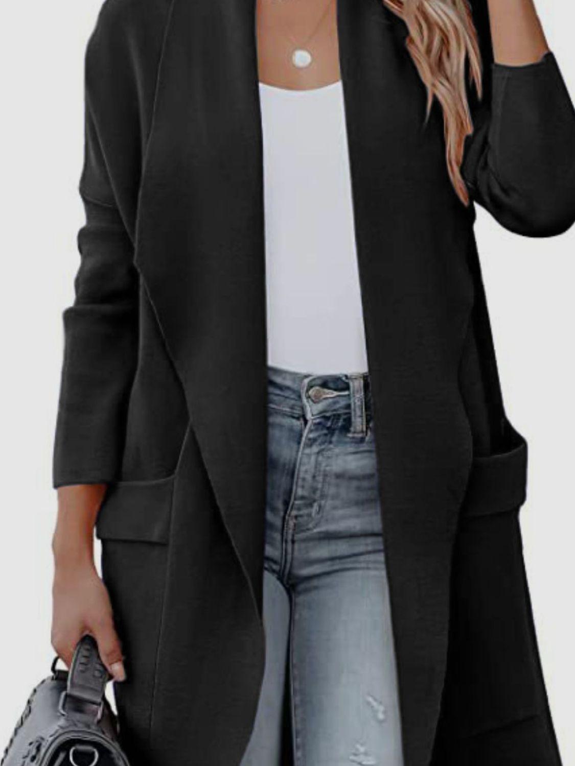 Open Front Dropped Shoulder Outerwear Carauana Store