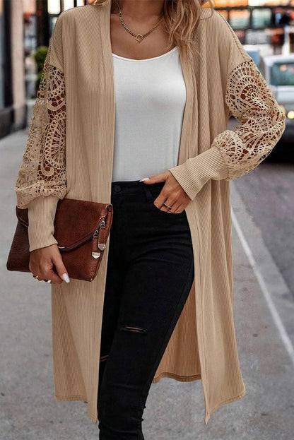 Open Front Lace Lantern Sleeve Cover-Up Carauana Store