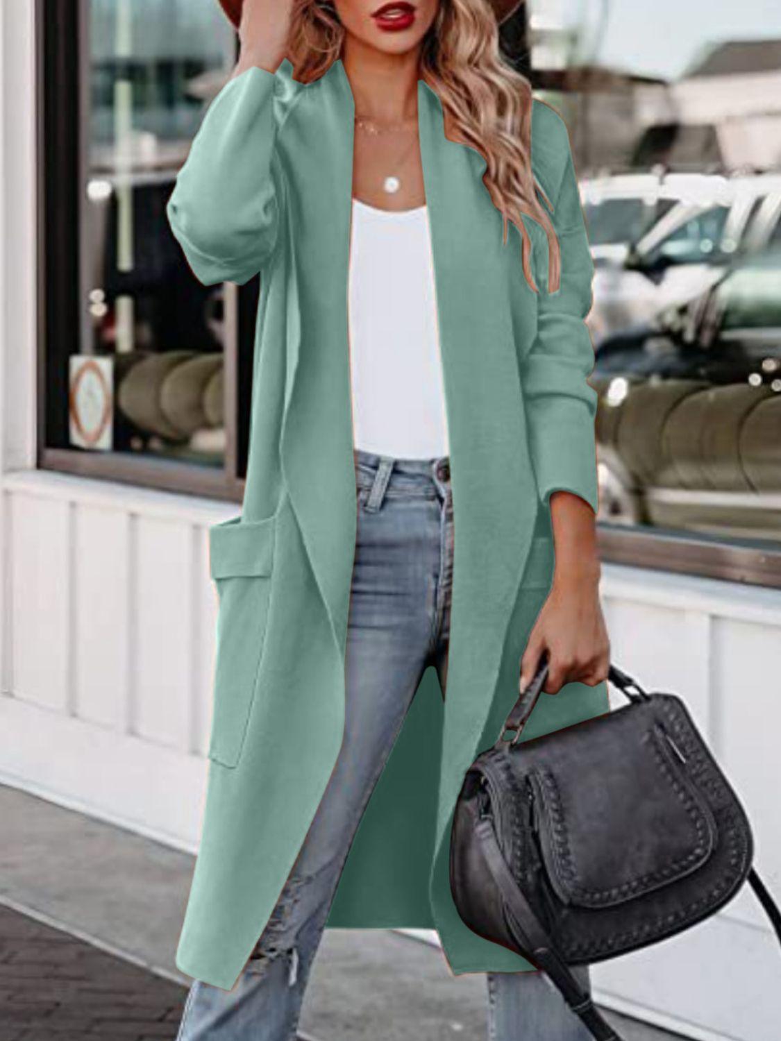 Open Front Dropped Shoulder Outerwear Carauana Store