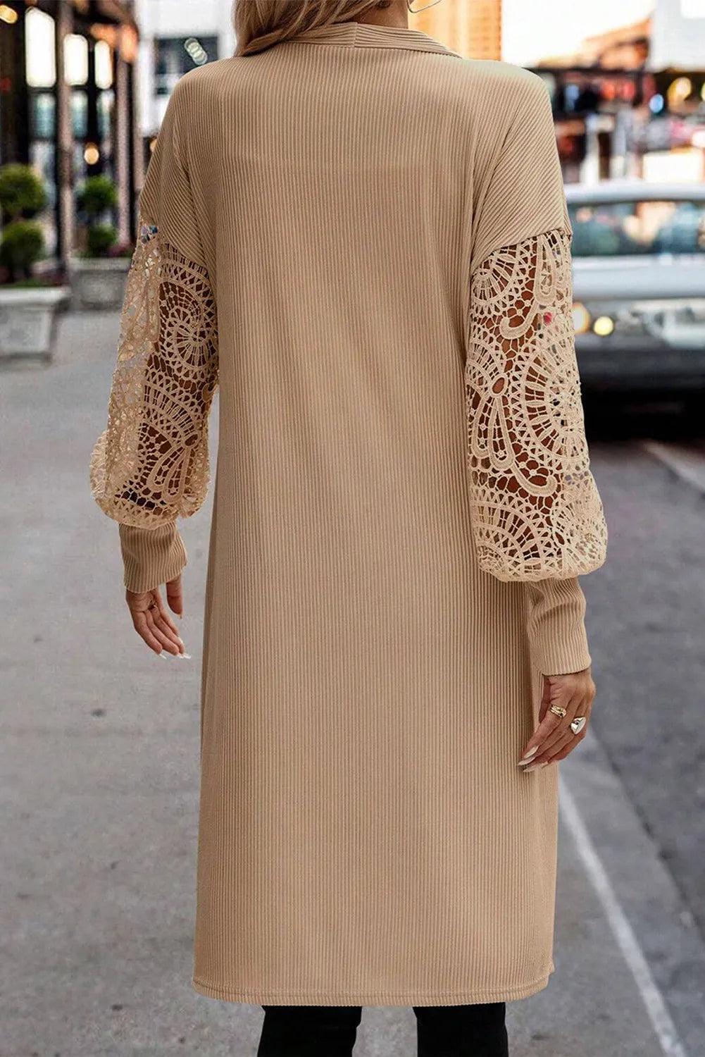 Open Front Lace Lantern Sleeve Cover-Up Carauana Store