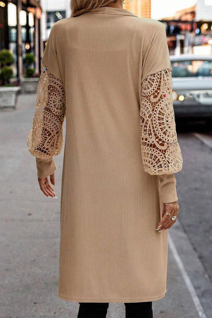 Open Front Lace Lantern Sleeve Cover-Up Carauana Store
