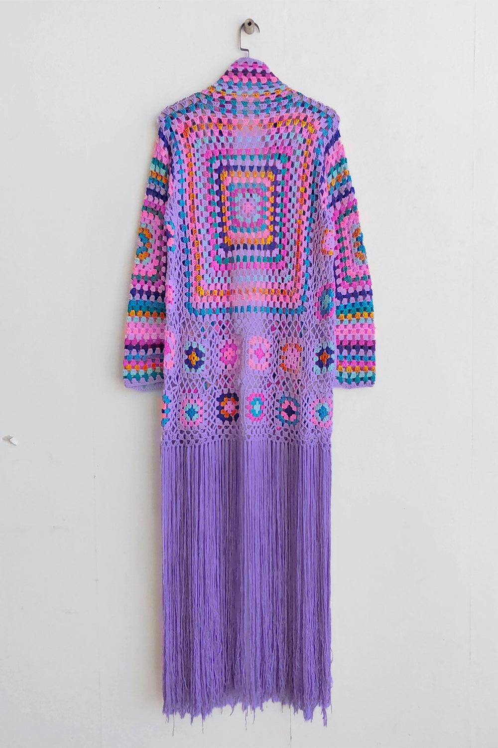 Fringe Tied Long Sleeve Cardigan Carauana Store