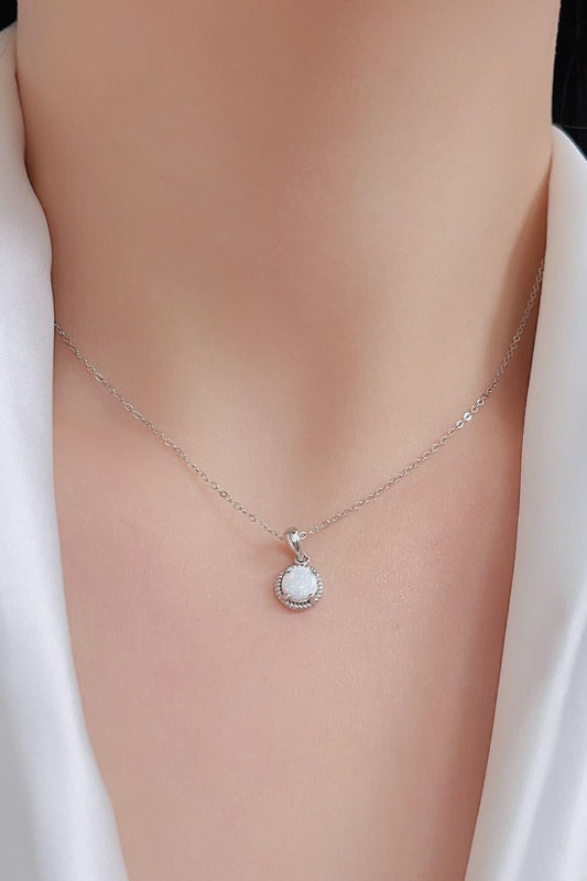 Opal Round Pendant Chain Necklace Carauana Store
