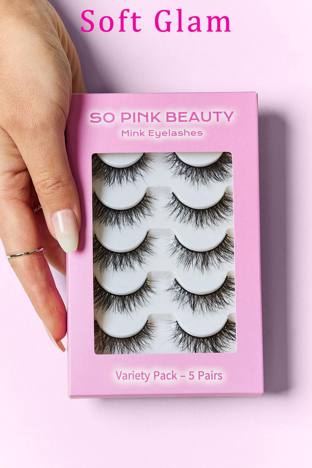 SO PINK BEAUTY Mink Eyelashes 5 Pairs CaRaUaNa Fashion