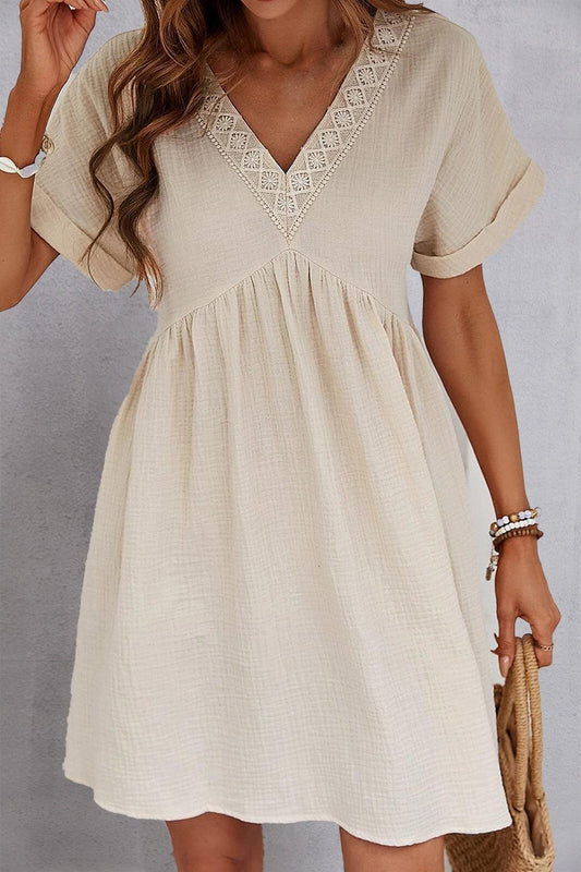 V-Neck Short Sleeve Dress Carauana Store