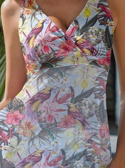 Printed Surplice Wide Strap Two-Piece Swim Set Carauana Store