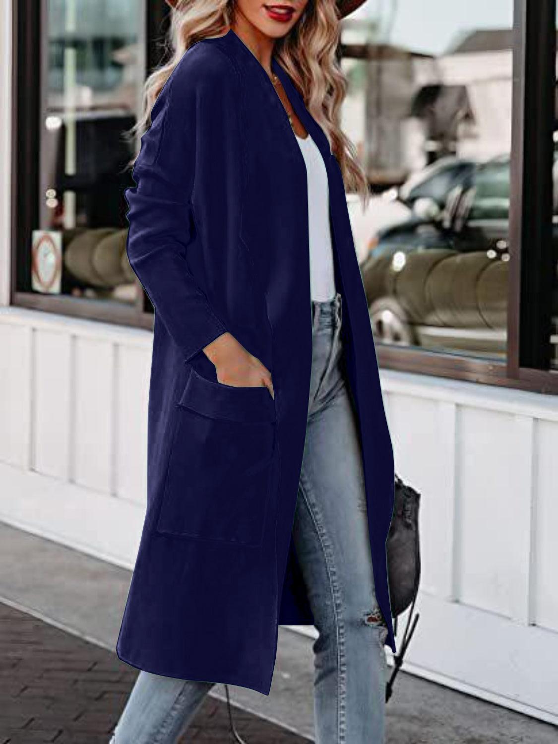 Open Front Dropped Shoulder Outerwear Carauana Store