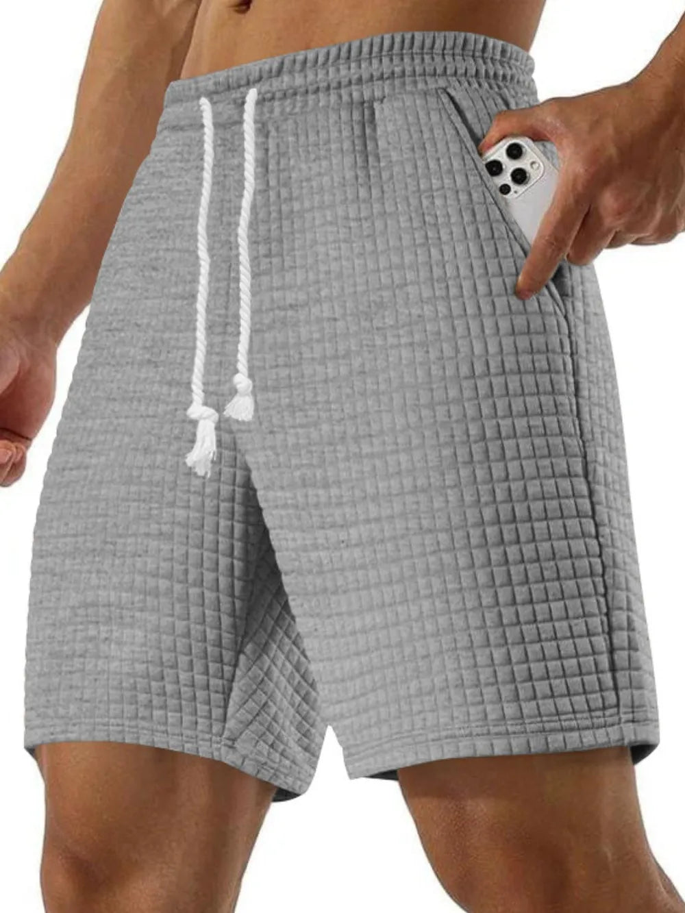 Men's Full Size Drawstring Textured Shorts Plus Size CaRaUaNa Fashion