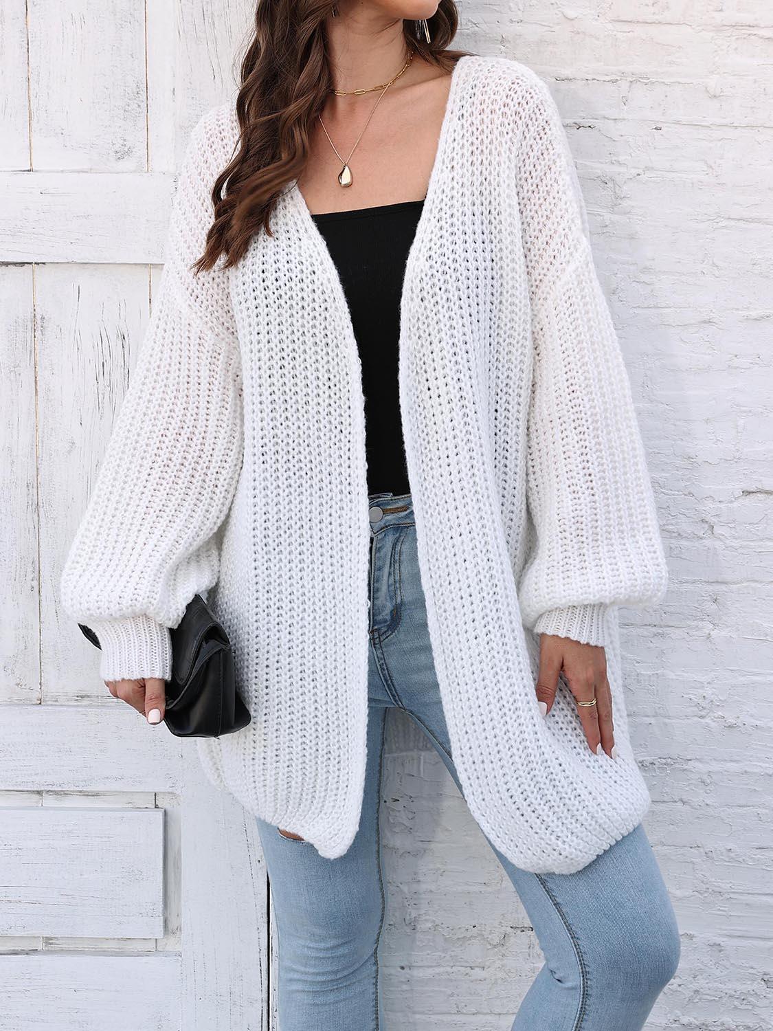 Open Front Dropped Shoulder Longline Cardigan Carauana Store