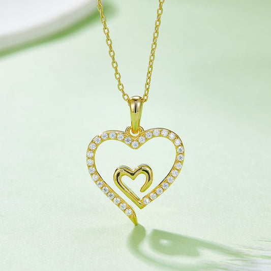 Moissanite 925 Sterling Silver Heart Pendant Necklace Carauana Store