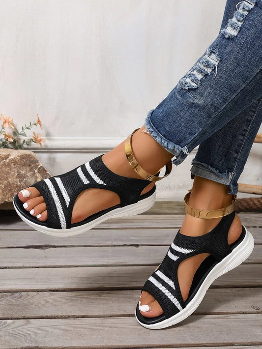 Cutout Mesh Peep Toe Sandals Carauana Store