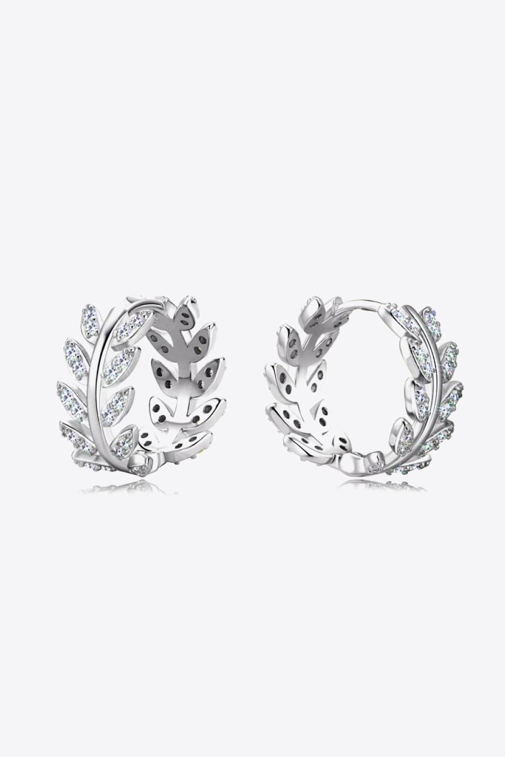Moissanite Leaf 925 Sterling Silver Earrings CaRaUaNa Fashion