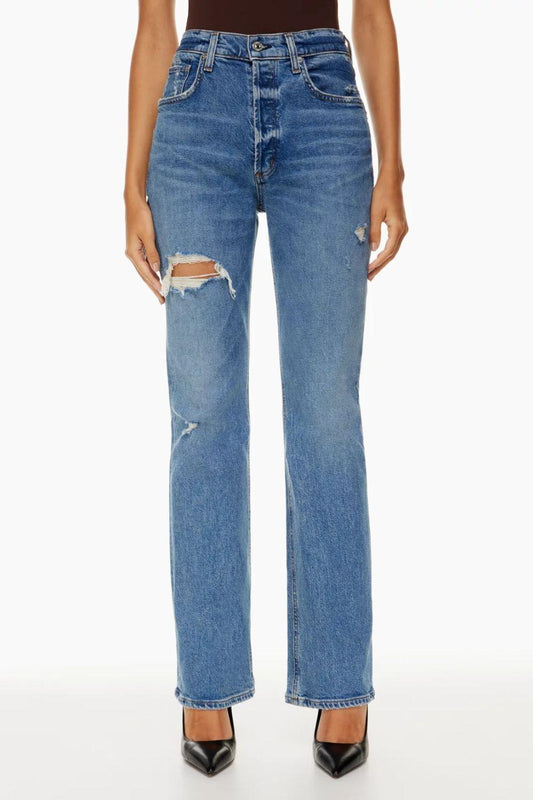 Distressed Straight Jeans with Pockets Carauana Store