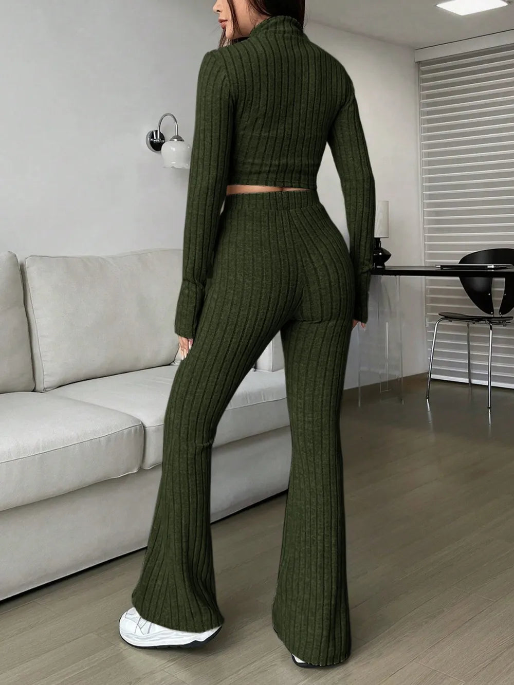 Honey Zip Up Long Sleeve Top and Pants Set Carauana Store