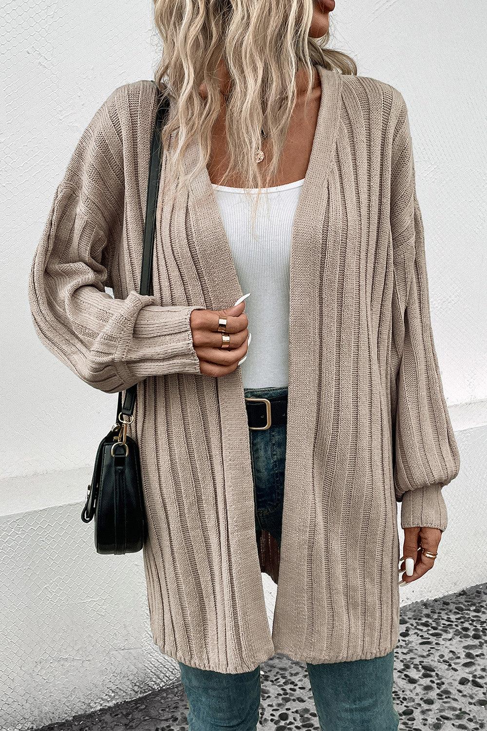 Perfee Open Front Cardigan with Pockets Carauana Store